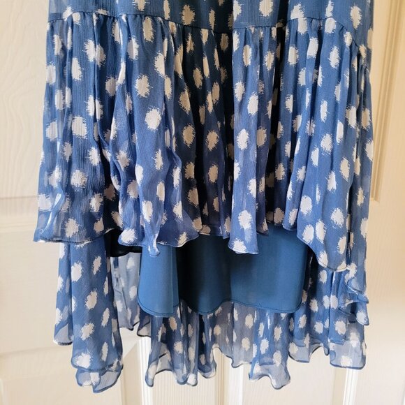 Diane von Furstenberg DVF Camila Two Hi-Low Silk Chiffon Dot Batik Dress, Size 8 - Picture 10 of 15